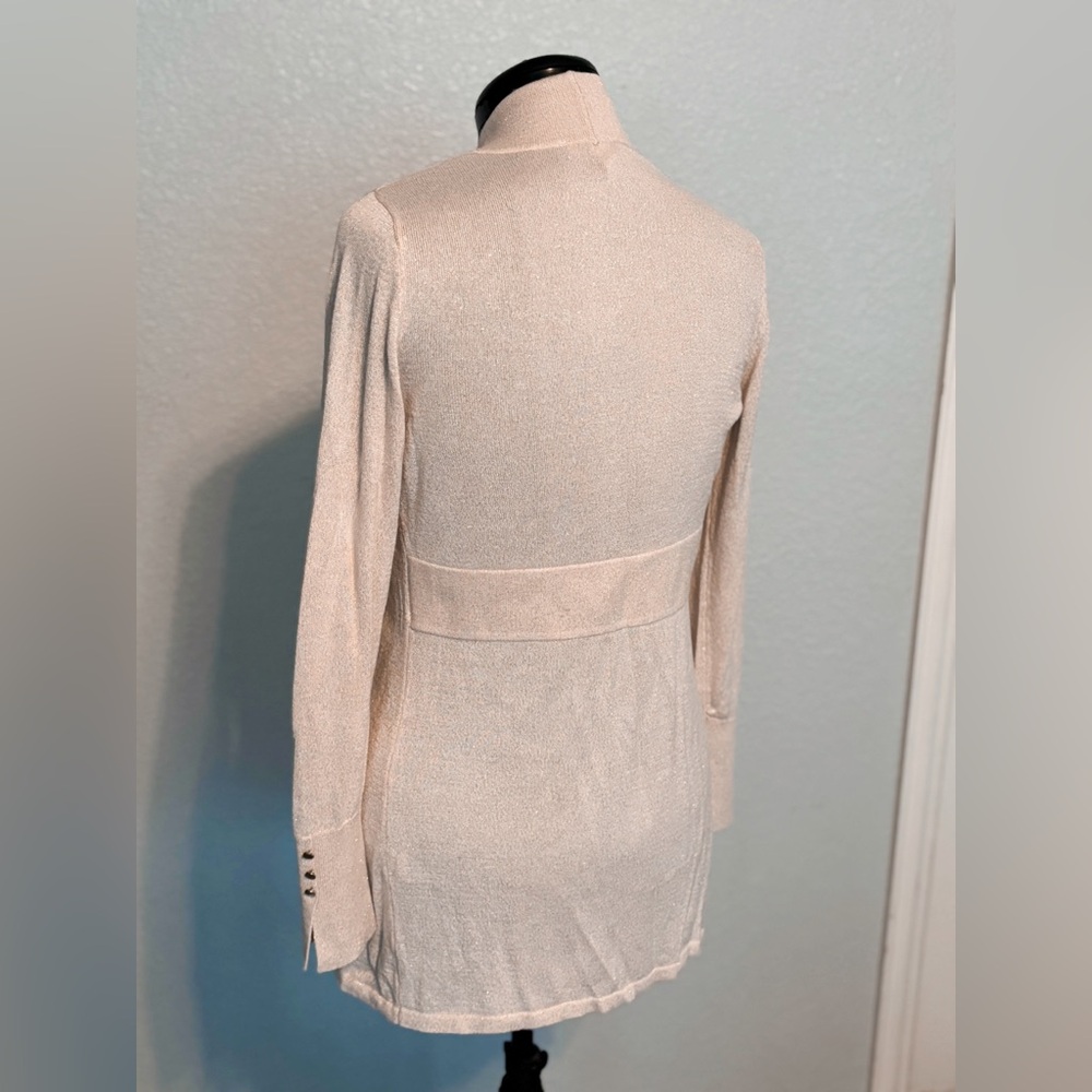 White House Black Market Cream Gold Open Cardigan - Picture 6 of 10
